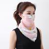 Thin Sleeves Sunscreen Face Mask Chiffon Half Face Cover Scarf Mask Sleeves Set  Women's