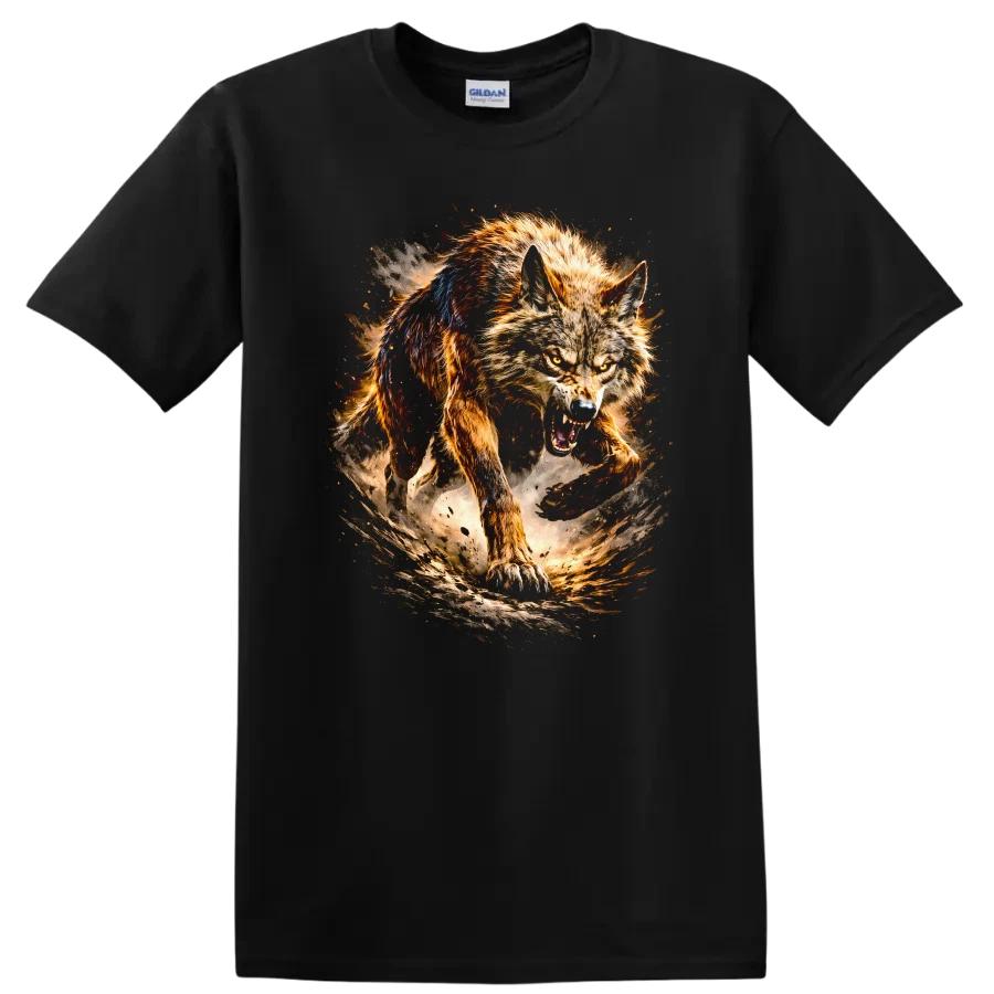 Fierce Wolf Graphic T Shirt Wild Animal Art Attack Tee Design Gift