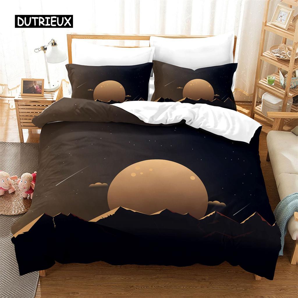 Пододеяльник Природный пейзаж Пейзаж Снежная гора Королева Постельное белье Пододеяльник Покрывала с наволочкой Украшения для спальни