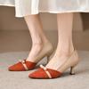 Fashion 2024 Spring New Elegant Temperament Color Matching Bowknot Women Shoes Medium Heel Pointed Toe Shallow Mouth Single Shoes Women