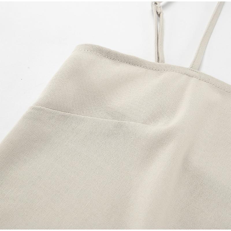 Элегантное хлопковое платье-комбинация с подкладкой, женское однотонное платье без рукавов, длинное женское платье 2025 года, весна-лето, модное женское пляжное платье