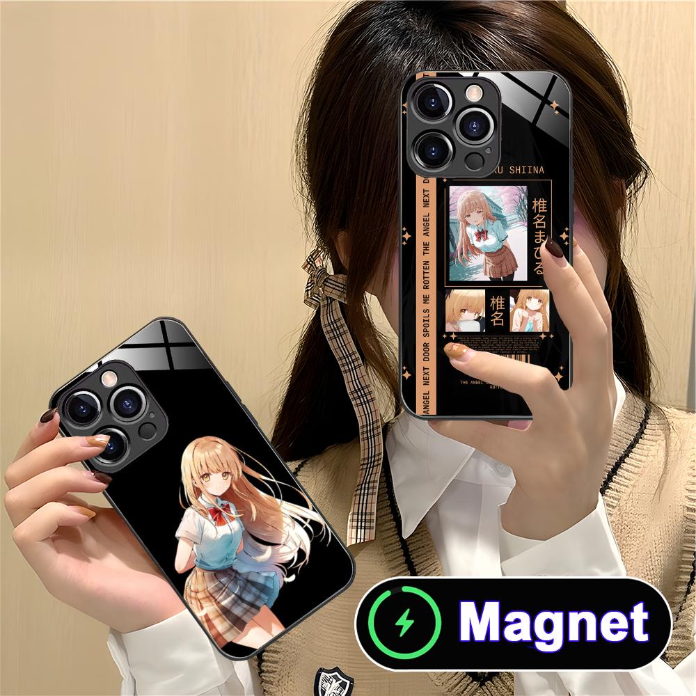 Чехол для телефона Angel Mahiru Shina для iPhone 17 16 15 14 13 12 11 Air Pro Max Plus Mini Стеклянный чехол MagSafe