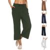 Women Linen Pants Wide Leg Elastic High Waisted Palazzo Trousers Casual Loose Beach Vacation Clothes With Pockets