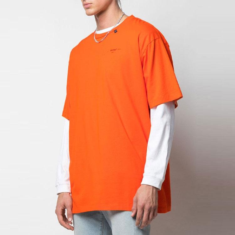Off-White Abstract Arrows Short Sleeve Over Tee Orange Men Tops OMAA038F191850111910