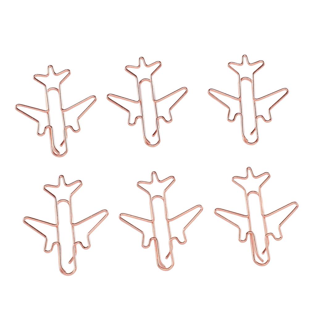 80pcs Airplane Shaped Paper Clips Rose Gold Prevent Rust Plane Shaped Bookmark Clips Office