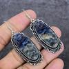 Natural Sodalite Gemstone 925 Sterling Silver Jewelry Earring 2.56" E1E47