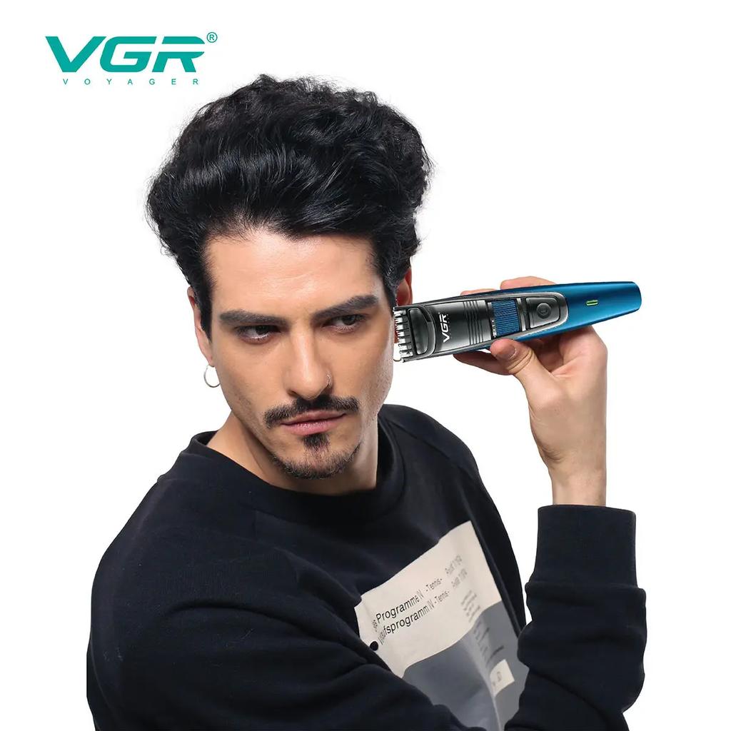 VGR V-052 Регулируемая машинка для стрижки волос и бороды, полностью моющаяся, профессиональная, с функцией вырезания рисунков, перезаряжаемая, для мужчин, бритва