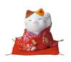 Yakushi Kiln Nishikisai Chirimen Hand Maneki-neko (Left Raised)
