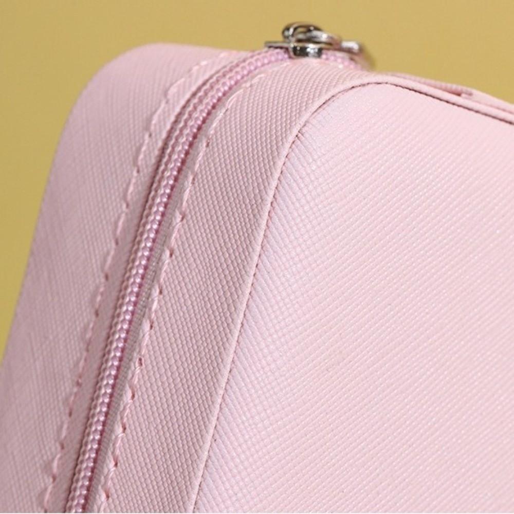 Storage Organizer Waterproof Portable Jewelry Box with Mirror Square Travel Organizer Zippered Closure Necklace Ring Box Travel