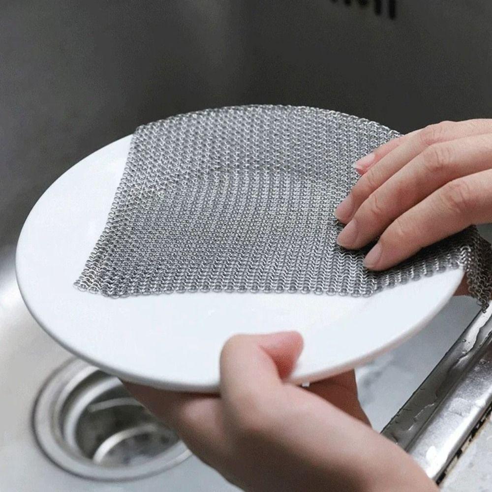 Square Stainless Steel Dishcloth Rust-free Pot Brush Multifunctional Steel Wool Glass
