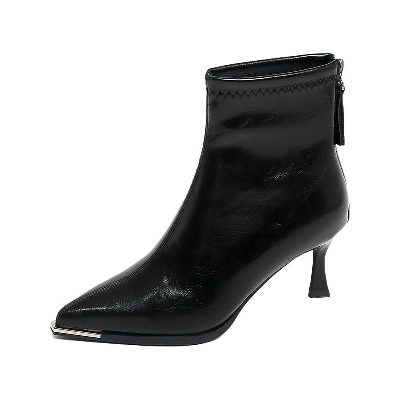Pointed short boots women's autumn new niche thin boots with skirt French temperament thin heel high heel fashion boots