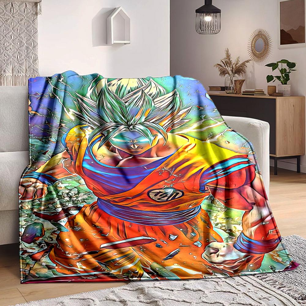 1pc Goku, Saiyan Blanket Lightweight Flannel Blanket Throw Blanket For Sofa, Bed, Travel, Camping, Livingroom, Office, Couch