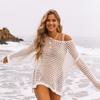 European and American Style Lace Crochet Long Sleeve Beach Cover-Up Dress