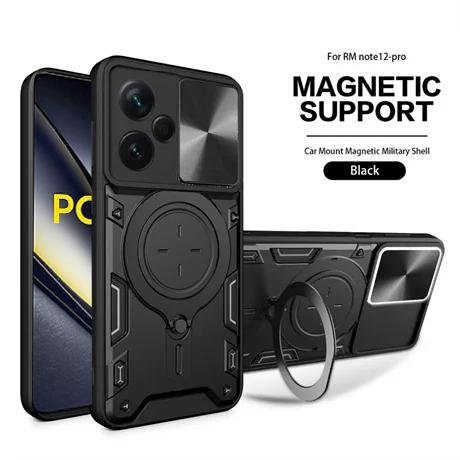Магнитный чехол со шторкой для камеры для Poco F6 X6 X5 Pro 5G X4 GT X3 NFC Чехол-подставка с кольцом для Magsafe для Poco F5 M6 M4 Pro M5S