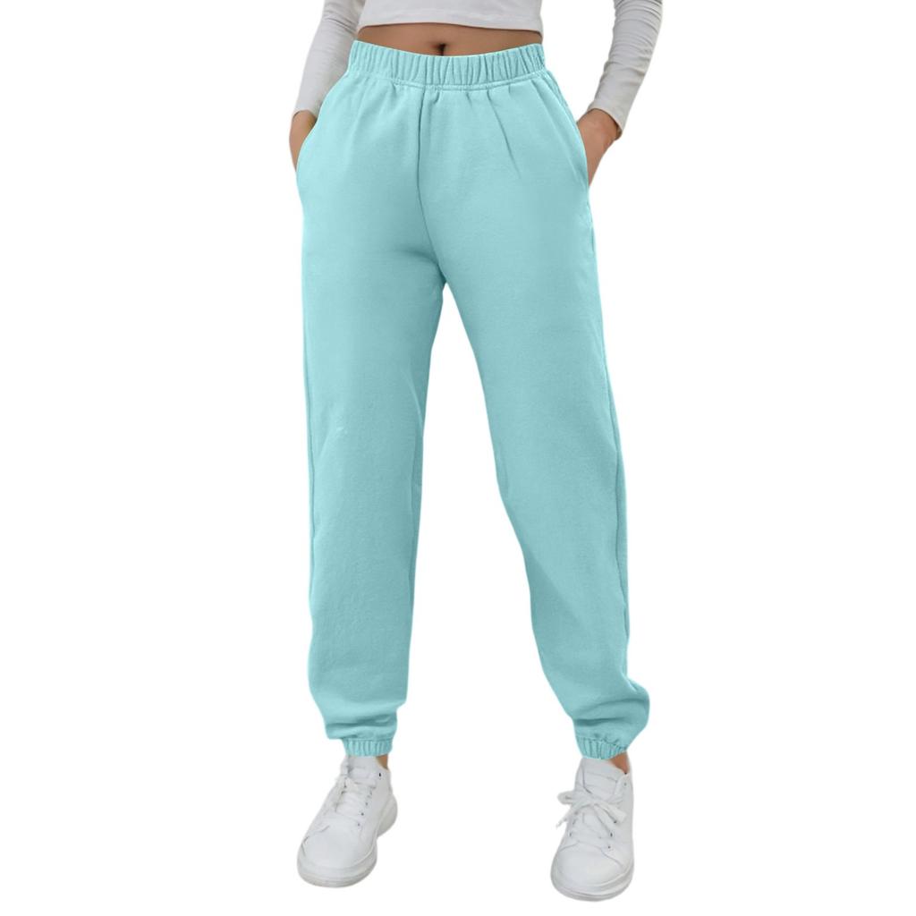 Женские модные спортивные однотонные повседневные спортивные штаны с карманами и шнурком