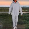Women's Fashion Casual Solid Color Loose Hooded Sweatshirt Suit
