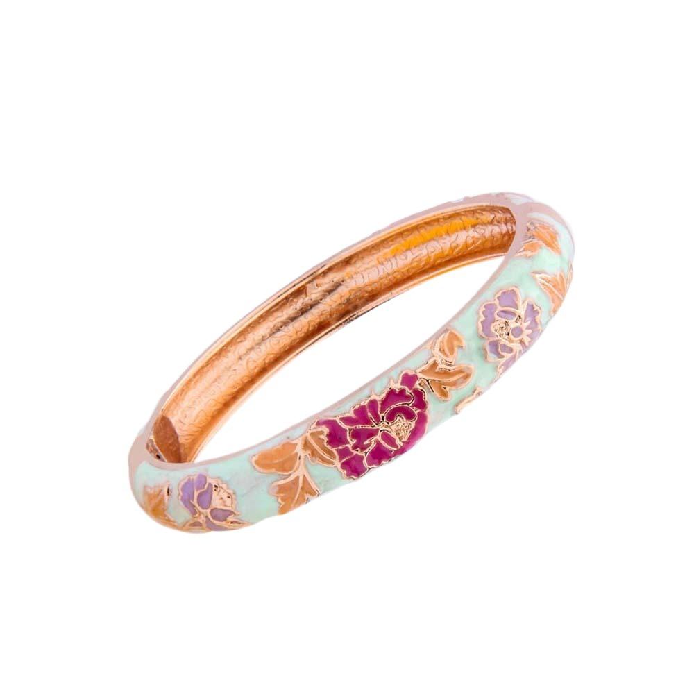 Traditional Filigree Enamel Bangle Hanfu Accessories Hollow Out Peony Bracelet Festival Gifts