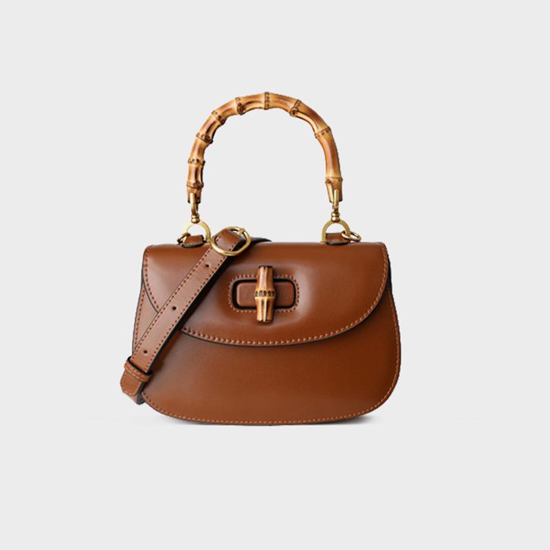 Bamboo Bag Retro Saddle Leather Women's Bag Senior Sense Small Bag Single Shoulder Crossbody Handbag Woman