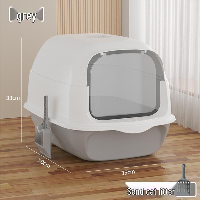 Extra Large Enclosed Cat Litter Box with Handle - Anti-Splash, Odor-Proof Design.