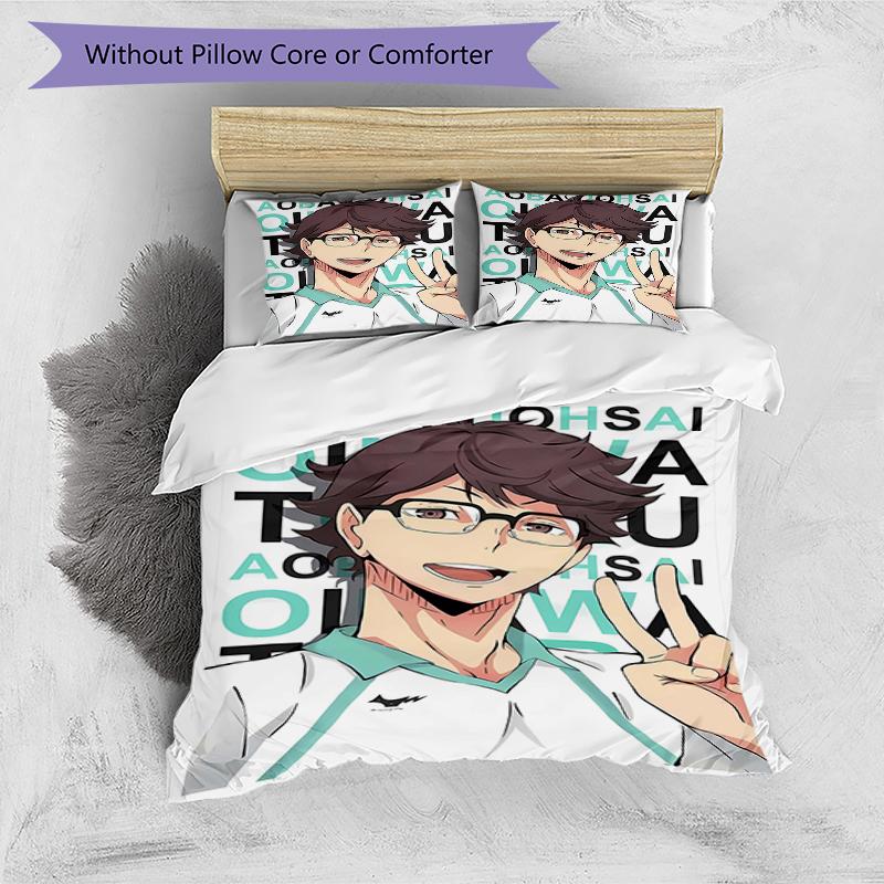3pcs Oikawa Tooru2 Design Cover Set - HD Printed Bedding with 1 Cover and 2 Pillowcases - Perfect for Home and Dorm Decor