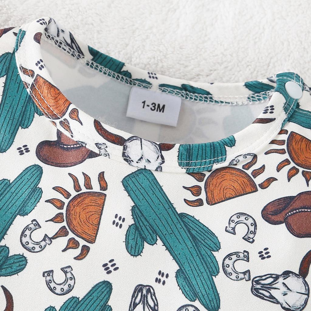 Детский комбинезон с принтом в ковбойском стиле для младенцев, повседневный комбинезон с длинными рукавами