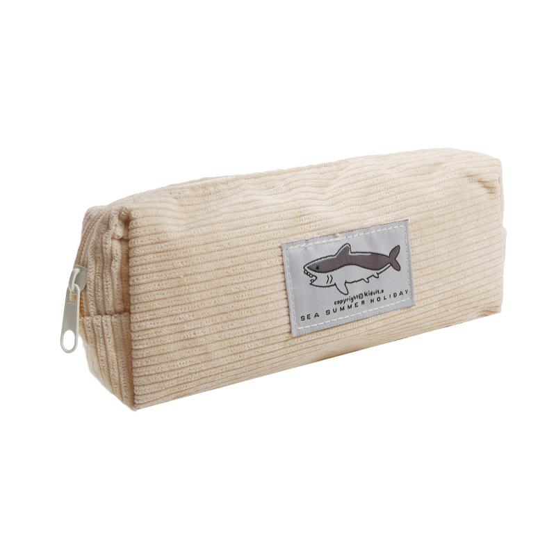 Милый вельветовый пенал с маленькой акулой, ручка для вышивки, сумка, подарок для девочек и детей, школьные и офисные канцелярские принадлежности, органайзер