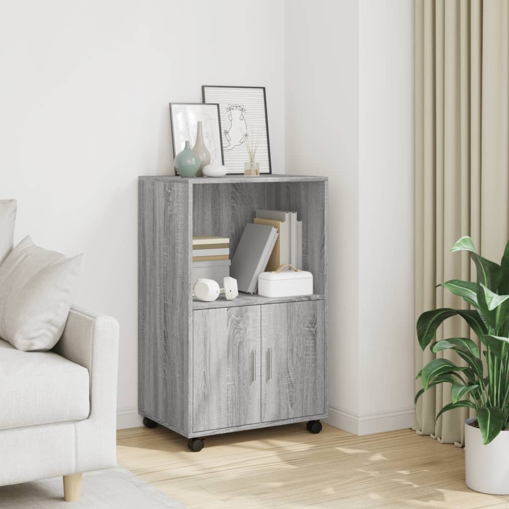 Rolling Cabinet Grey Sonoma 55 x 40 x 91 cm Particleboard