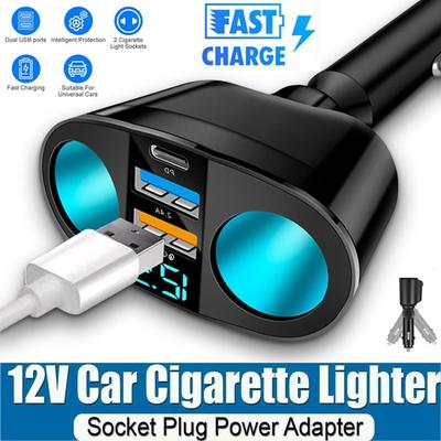 Автомобильное зарядное устройство PD20W, двойной QC 3,0, USB-адаптер питания, 12 В, автомобильное быстрое зарядное устройство, ЖК-дисплей, монитор напряжения, разветвитель, адаптер питания
