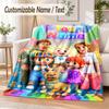 Cocomelon Custom Name Flannel Throw Blanket Soft Warm for Sofa Bed Indoor Home Use