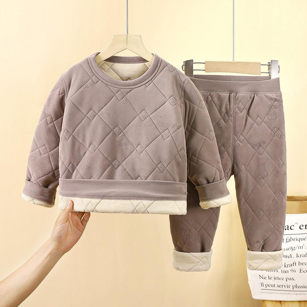 Детский артефакт школьной формы Осень-Зима Трехслойная стеганая хлопковая куртка для мальчиков с толстой велюровой подкладкой и хлопковая куртка для девочек