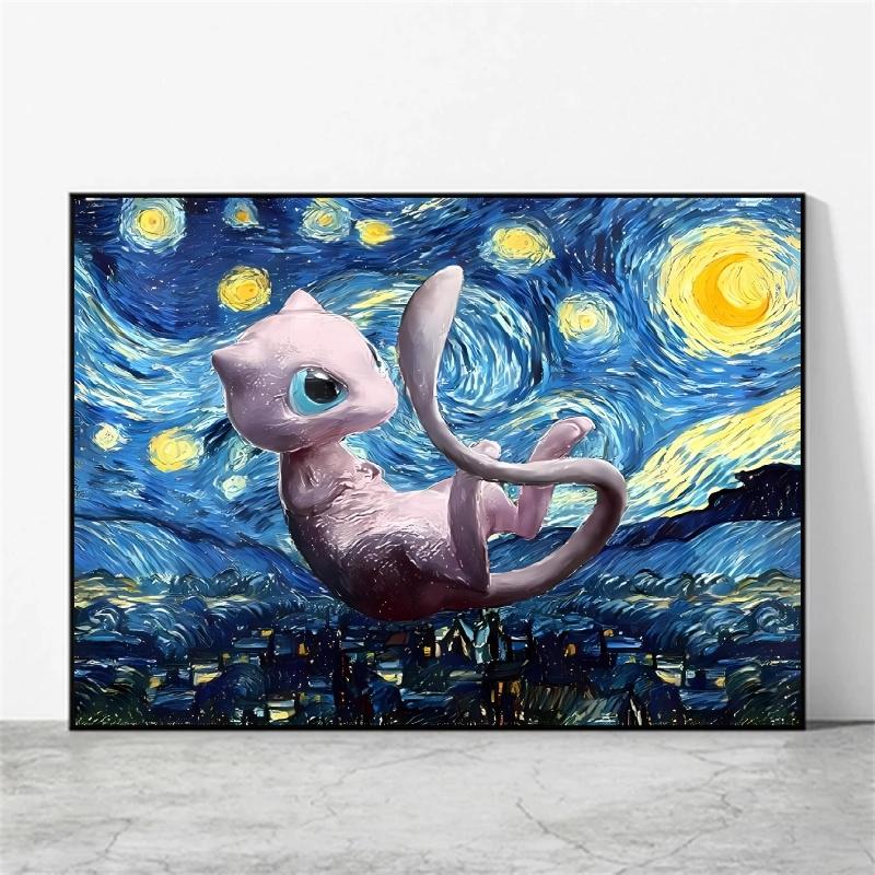 New Van Gogh Museum Canvas Printings Pokemon Pikachu Birthday Gifts Charizard Painting Art Prints Picture Modern Home Decorative