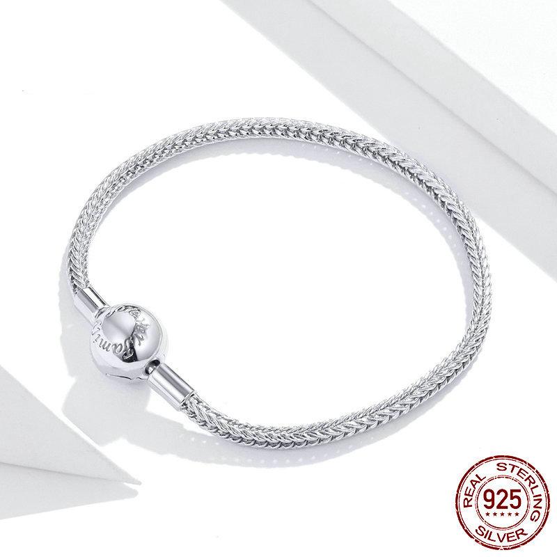 Новый простой браслет из стерлингового серебра S925 со змеиной костью, универсальная базовая цепочка с платиновым покрытием