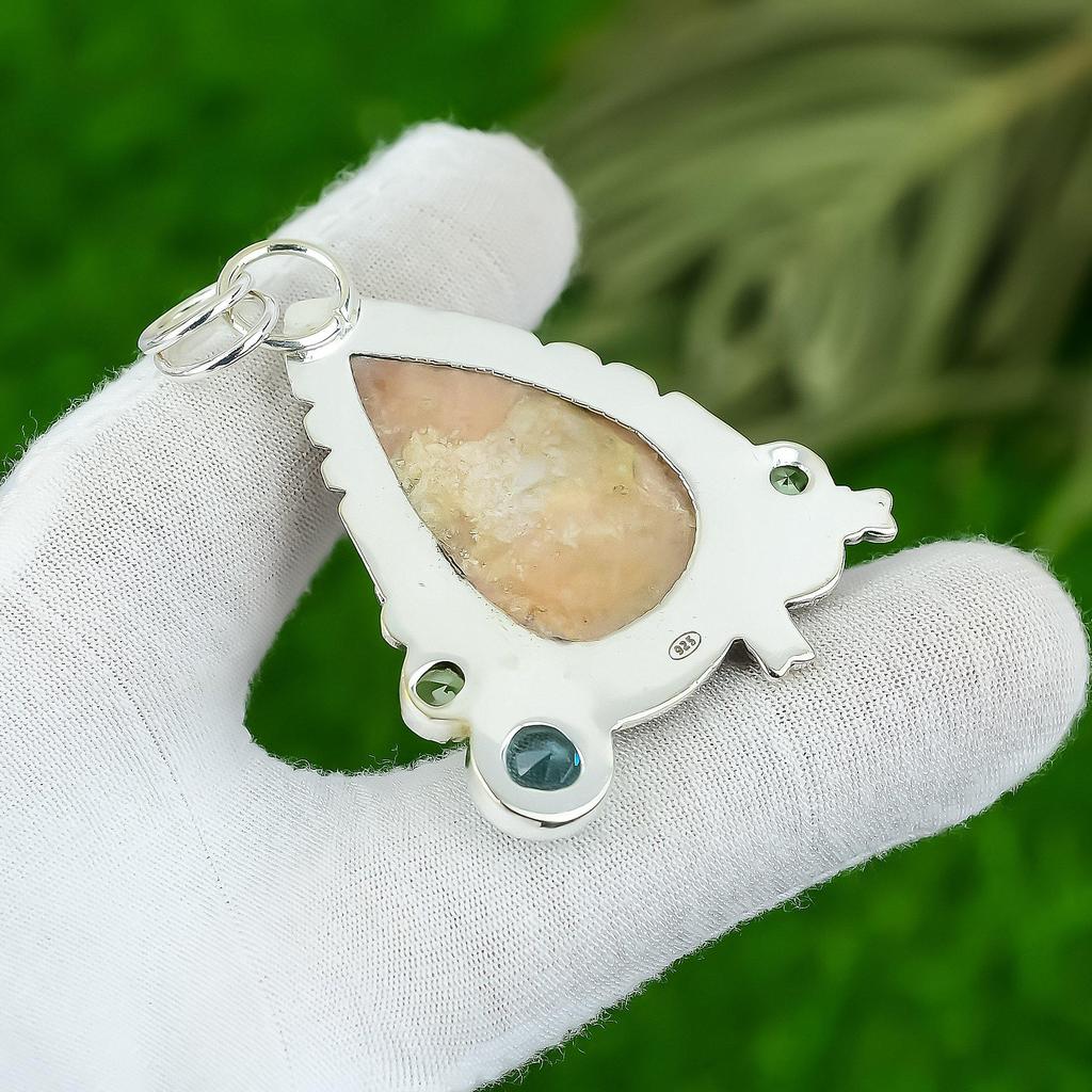 Gift For Her 925 Sterling Silver Natural Brown Amazonite Gemstone Pendant