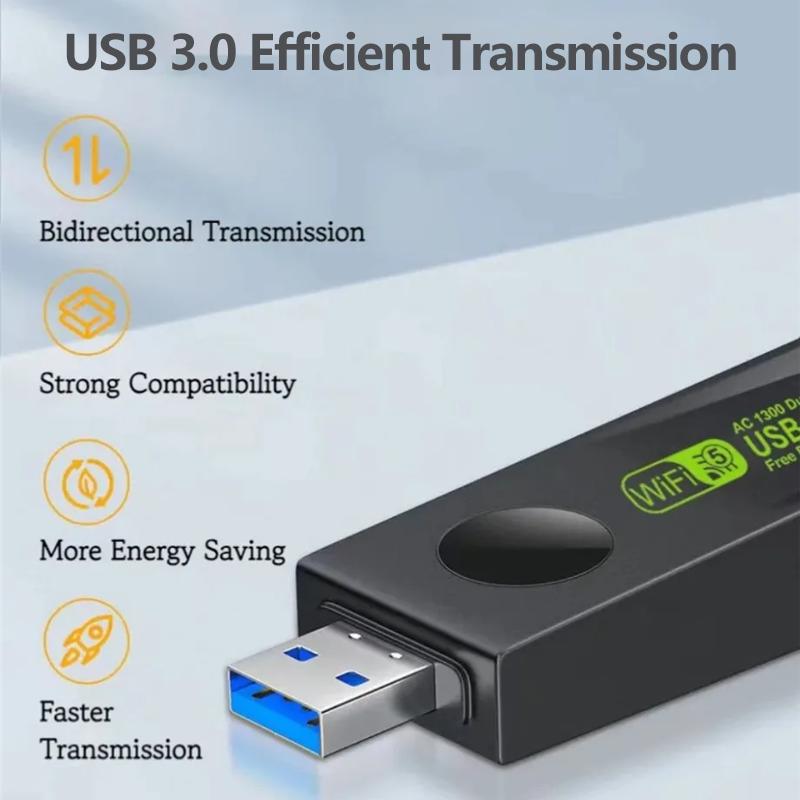 USB-адаптер Wi-Fi, 1300 Мбит/с, двухдиапазонный Wi-Fi-ключ 2,4G/5 ГГц, 802.11 AC, мощная антенна, беспроводная сетевая карта для ПК, ноутбука, драйвер бесплатно