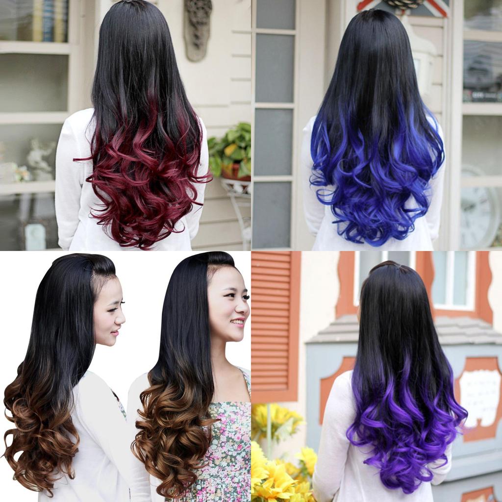 Женские длинные кудрявые волнистые полупарики термостойкие градиентного цвета премиального салонного стиля