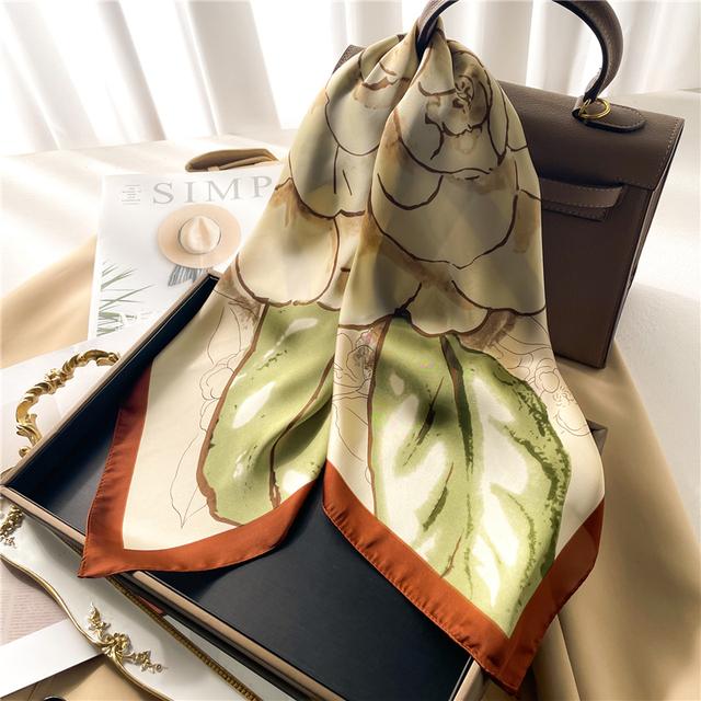 Silk Scarf For Women Luxury Hijab Hair Bands Square Neckerchief Female Satin Shawl Ribbon Headband Fashion Wraps Bandana