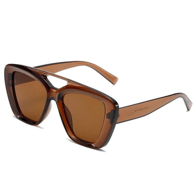 Summer New Large Frame Double Beam Sunglasses High Texture Fashionable Personalized Outdoor Uv400 Protection Sunglasses