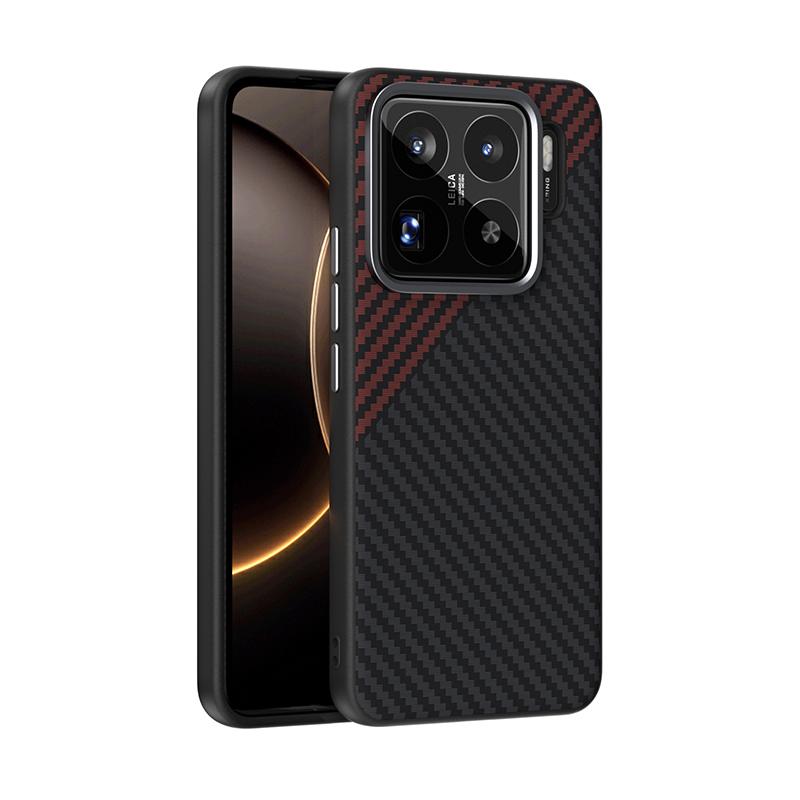 For Xiaomi 15S Pro Case Magsafe Slim Rigid Magnetic Phone Grip Carbon Fiber Leather Bumper Case Cover Metal Lens Protection