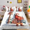 3D Microfiber Fabric Christmas Bedding Set Santa Claus Quilt Cover Pillowcase 2 or 3 EU220 * 240 Full-size Quick Drying Easy Cleaning Home Decoration