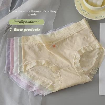 «Женские бесшовные трусики Ice Silk со средней посадкой и кружевной отделкой: «Дышащий, удобный и сексуальный»