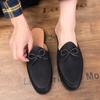 New Men Bowknot Black Pu Leather Half Slippers Shoes Male Casual Mules Moccasins Breathable Loafers Zapatos Hombre