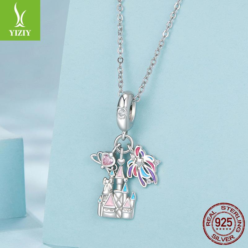 Gorgeous Fireworks Castle Diy Pendant Accessories, Dream Romance S925 Sterling Silver Bracelet Beaded