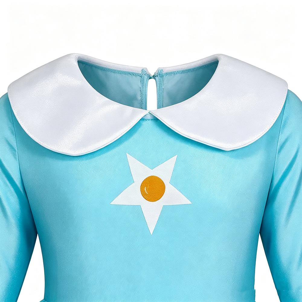 Rosalina Costumes Kids Long Sleeve Girl Fancy Peach Dress Blue Off Shoulder Princess Gown for Birthday Party Cosplay