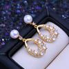 LSOOYH серьги-гвоздики из натурального пресноводного культивированного жемчуга для женщин и девочек, модные серьги-гвоздики с цирконием золотого цвета, свадебные украшения