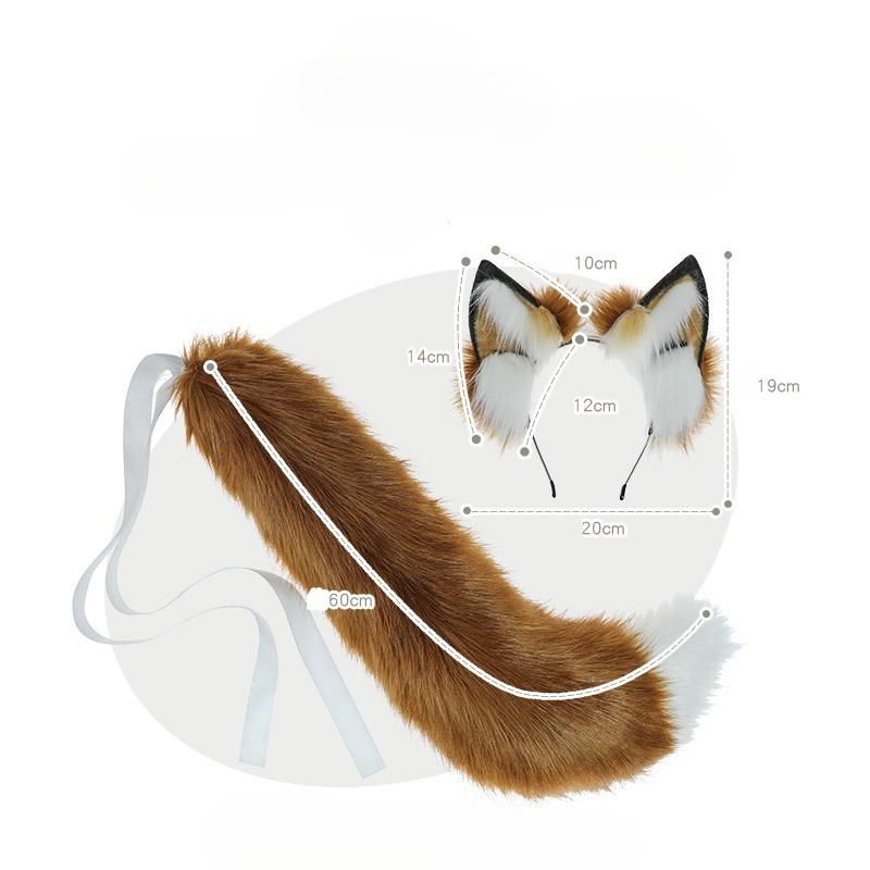 Головной убор с ушками животных на Хэллоуин, головной убор с хвостом зверя, аниме аксессуары, реквизит для косплея, маскарадные повязки с лисьими ушками для женщин, лисьий хвост
