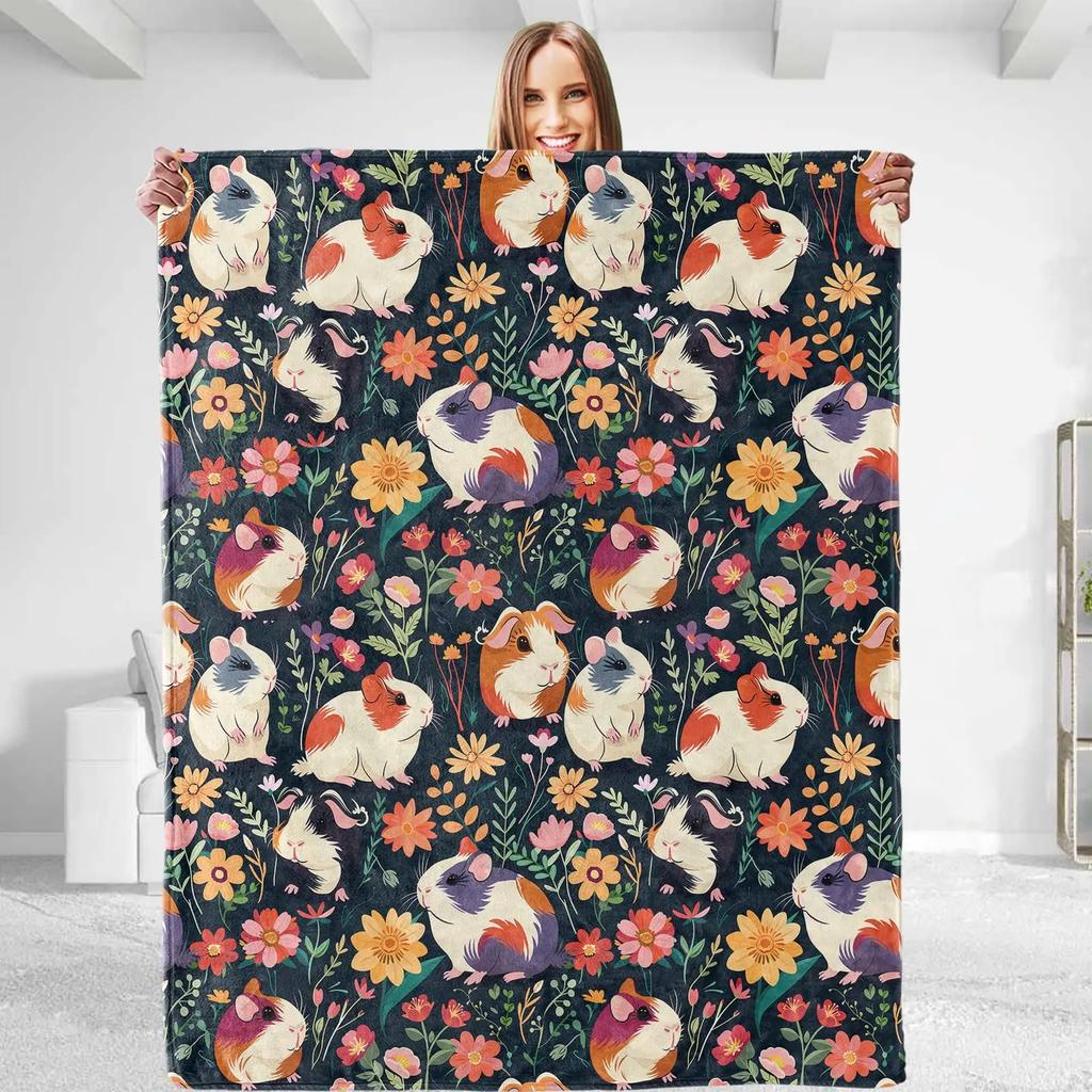 Guinea Pig Blanket Hamster Animal Throw Blankets Plush Cozy Flannel Ultra Soft Fuzzy Funny Party Blanket Gifts for Girls Women