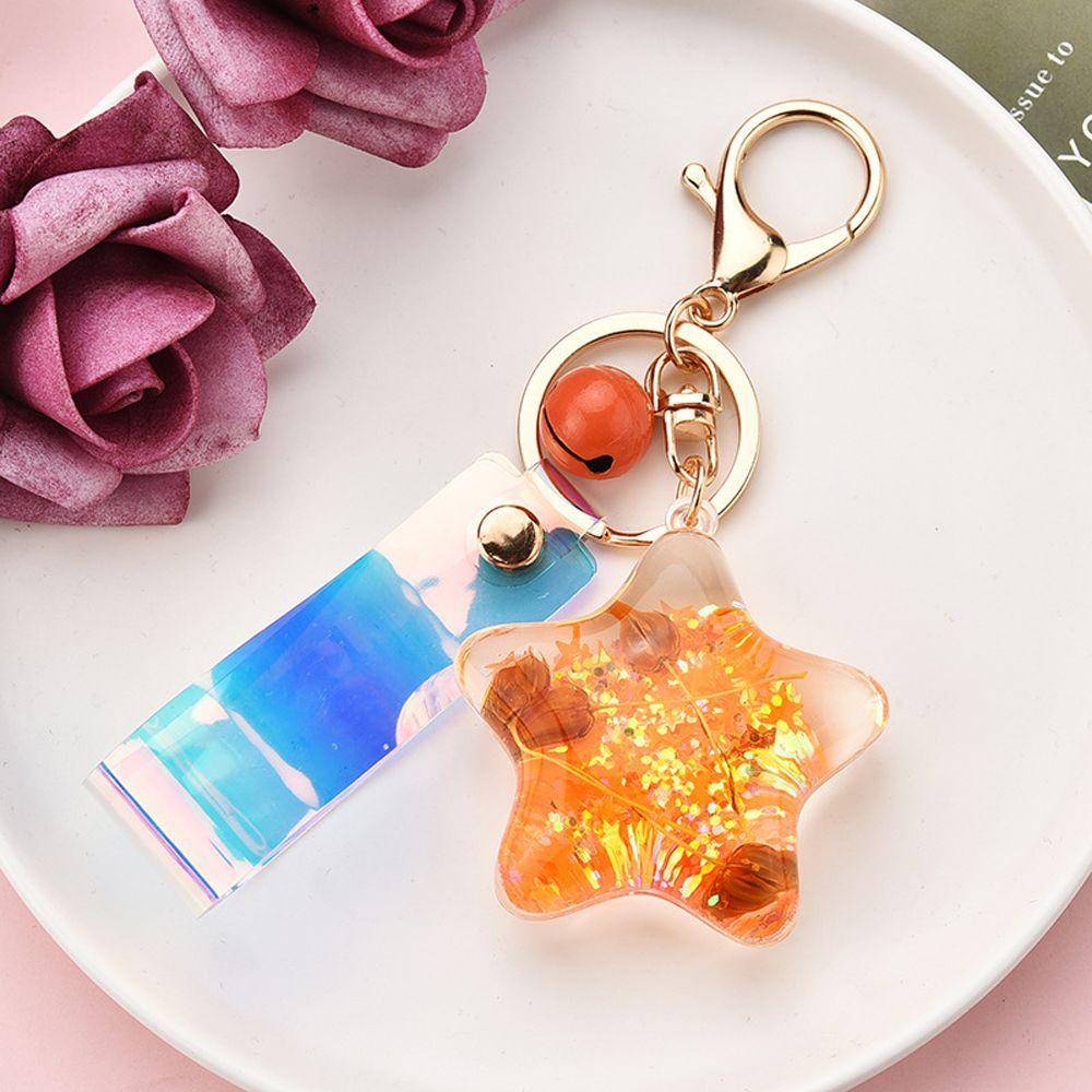 Quicksand Sequined Move Glitter Acrylic Starfish Shell Keychain Key Chain Car Keyfob Liquid Keyring
