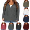 Women's Fashion Casual Plus Size Long Sleeve Zipper Solid Color Hooded Jacket