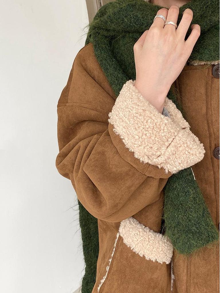 Winter Hot Cocoa Retro Suede Fur Coat - Women's Warm Top 6002