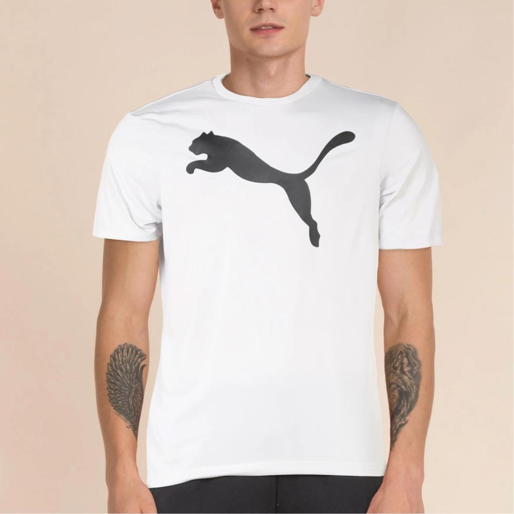 Puma Футболка с коротким рукавом и круглым вырезом, мужская, белая, с принтом логотипа 685638-02